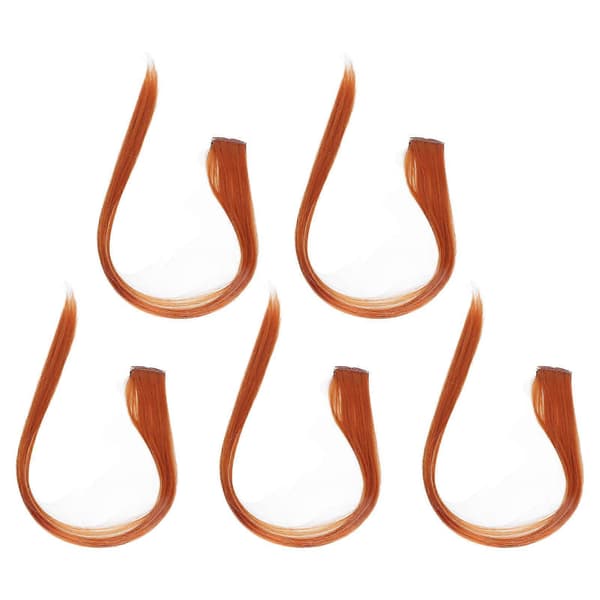 Clip-in Hårstykke Lige Farvede Hår Extensions til Fest Cosplay Orange 5 stk