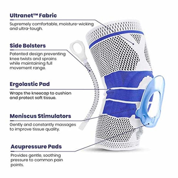Ultra ergonomisk tri-vävd neopren vadderad knäkompressionsstödhylsa ledvärk artrit tendinit, bursit, knäbesvär (svart, M)