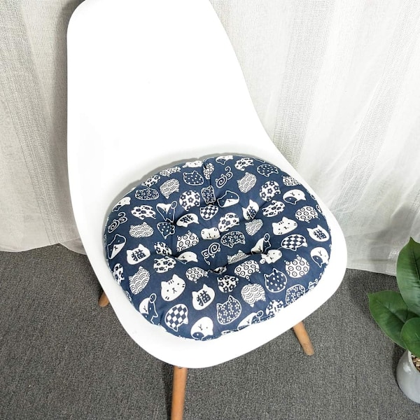 Bohemian Soft Round Chair Pad Garden Patio Home Kitchen Office Seat Cushion Cloud Diameter 16\", Blue Cat