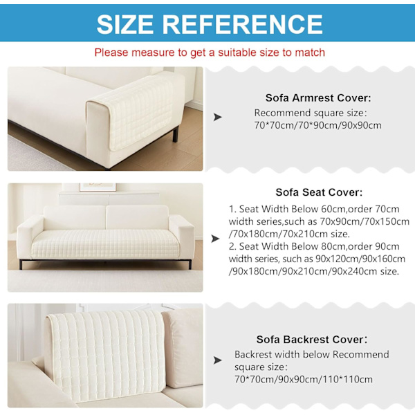Vaskbare Flannel Sofabetræk, Nye Sofahyndebetræk, L-formet Sofabetræk (Beige Hvid, 70x70cm) Beige