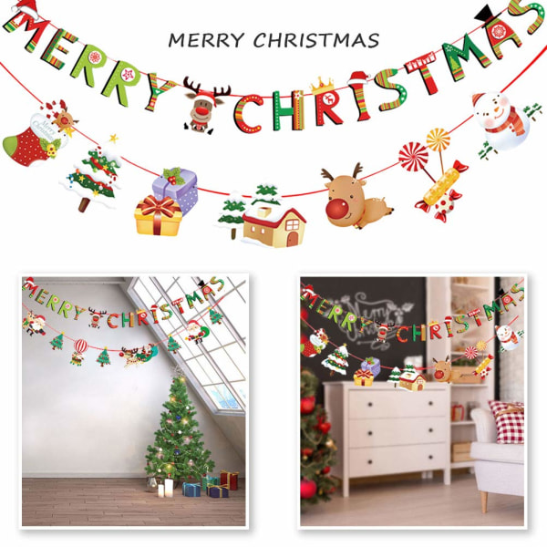 3 kpl Hyvää joulua kantobanneri, jouluriippuvat bannerit Joulukuvioidut verhoilut Seinäkoristeet joulujuhlakoristeisiin