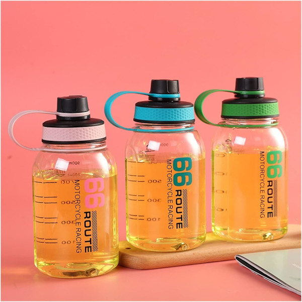900 ml stor vandflaske til sport, fitnesscenter, rejser, bærbar drikkeflaske med snor, BPA-fri te-krus Green