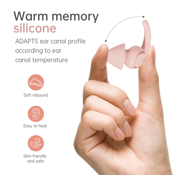 Små silikonproppar för barn - Supermjuka komfort Återanvändbara öronproppar Öronproppar Hörselskydd i flexibel silikagel, 1 par rosa