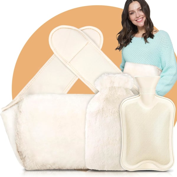 in 1 Hot Water Bottle, 2L Belt Hot Water Bottle, Hot Water Bottle, Milky White