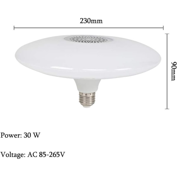 LED-lampa Ljuslampa Trådlös Musiklampa Ljuslampa 30W RGB Dimbar med Fjärrkontroll Färgförändring och Bluetooth-högtalare Dekorativ