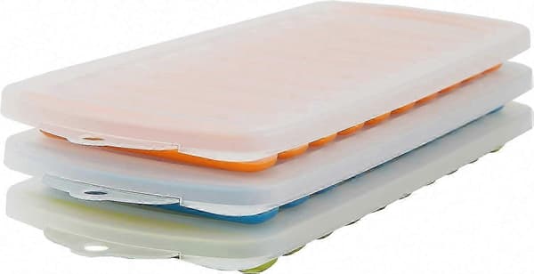Smal silikonform för isbitar till sportflaskor med lock - Blå, Orange, Grön (3-pack)