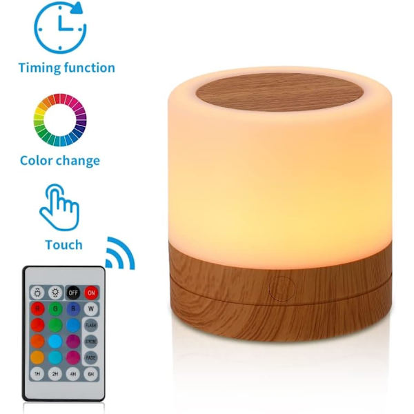 Trä sängbordslampa, touch sensor sänglampor, LED nattlampa, mini sängbordslampa för utomhus barns sovrum