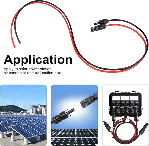 4mm² / 12AWG solcellepanel forlengelseskabel (3m rød + 3m svart)