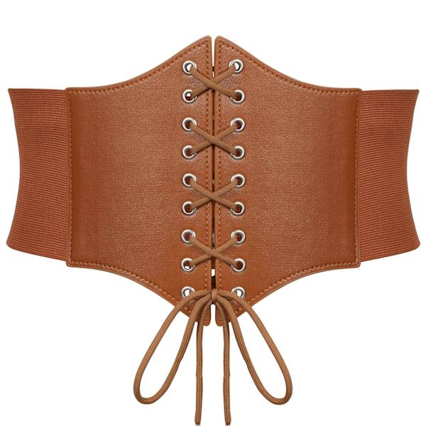 Brun Korsetbælte til Kvinder, Vintage Snørebånd Elastisk Taljebælte, Bundet Waspie Bredt Bælte til Halloween Kostume 93cm Brown 93cm