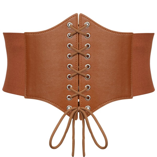 brunt korsettbälte för kvinnor, vintage snörningsbälte, elastiskt midjebälte, bunden Waspie brett bälte för Halloween kostym 93 cm Brown 93cm