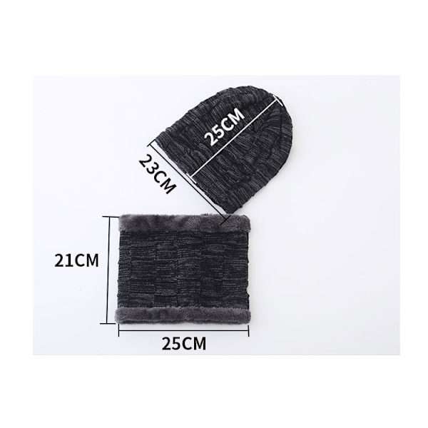 Herrar Mössa Halsduk Set Casual Mössa Stickad Mössa Vintermössa Herrar Varm Vintermössa med Fleecefoder black+grey