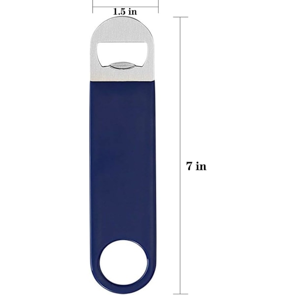 3 stk. 7\" Heavy Duty rustfrit stål flad flaskeåbner, flad flaskeåbner, solid og holdbar øl åbner -Blå