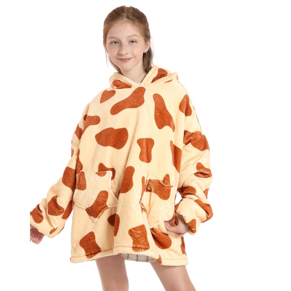 Børns Oversized Tæppe Hoodie, Sherpa Bærbar Tæppe Fluffy Giant Behagelig Hættetrøje til Børn Teen giraffe