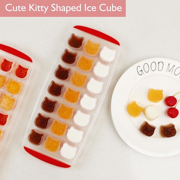 Isbitstråg, Godis-, Chokladform, Katt-Isform, Lätt att Lossa, 2-pack, Diskmaskinsäker Röd