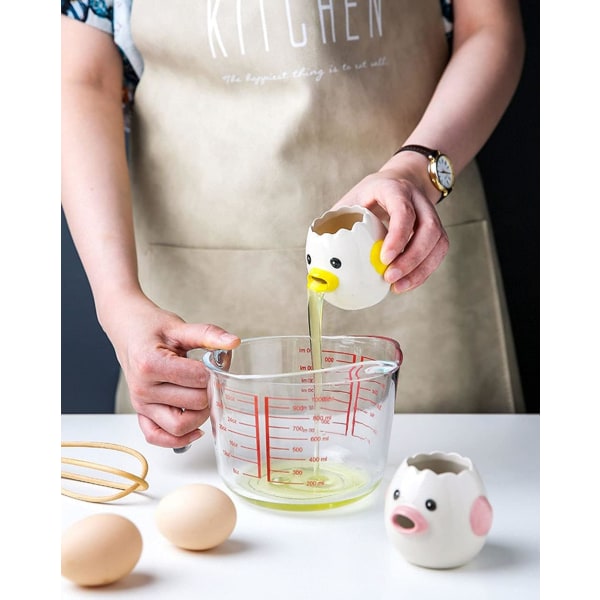 Novelty Egg Separator, Keramisk Kylling Eggeplomme Hvit Separator, Portable Egg Filter Splitter, Kjøkken Matlaging Baking Kake Gadget Tool (gul) Yellow