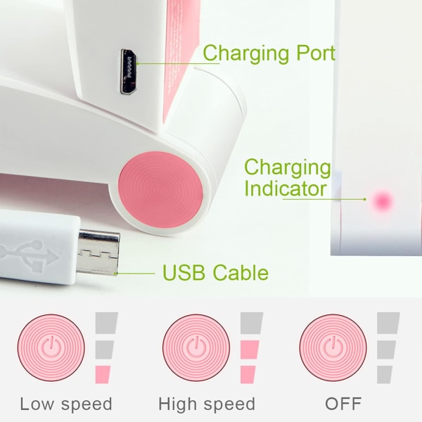 Handhållen minifläkt Bärbar hopfällbar fickfläkt USB uppladdningsbar laddningsbordsfläkt Små resefläktar för hem, kontor, resor, camping (rosa) Pink