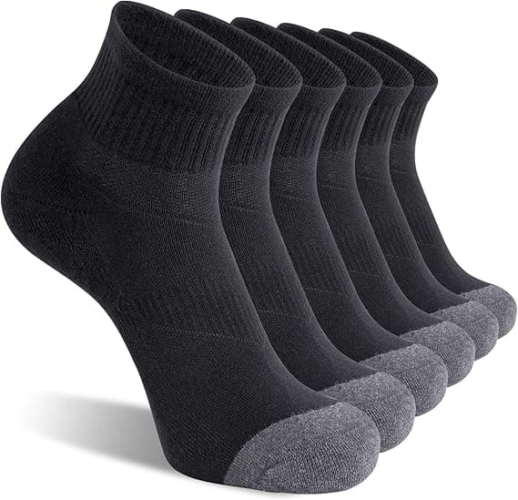 5-pack herrstrumpor med dämpning, atletiska löparstrumpor - svarta