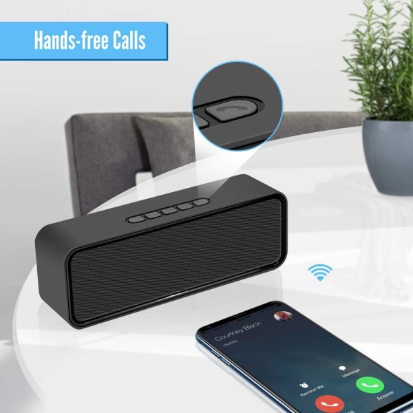 Bærbar trådløs høyttaler, Bluetooth 5.0-høyttaler med 3D stereo HiFi-bass, 1500mAh batteri, 12 timers spilletid (svart)