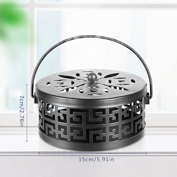 Elegant Metal Myggespiralholder Langtidsholdbar Spiral Røgelsebrænder til Indendørs og Udendørs (Sort)