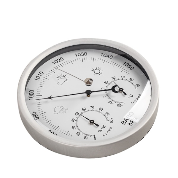 Analog værstasjon 3i 1i, Ø132mm - Barometer, termometer, hygrometer