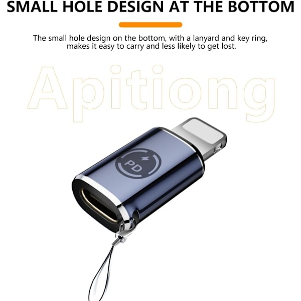 USB-C till Lightning-adapter, [2-pack] Typ C Hona till Lightning Hane Adapter, stödjer 27W PD, Typ C Laddning Stödjer Dataöverföring