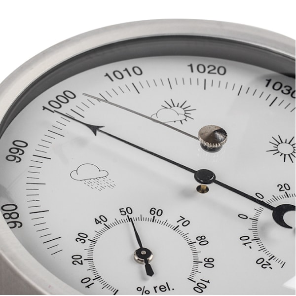 Analog værstasjon 3i 1i, Ø132mm - Barometer, termometer, hygrometer