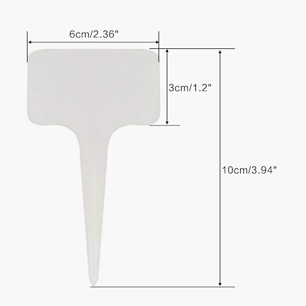 100 stk. plantelabel, frøplantelabel, havegrøntsagsplantning, vandtæt plast udendørs, hvid, 10x6CM