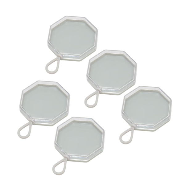 5 stk. Pudderdåse Opbevaringsboks Etui Transparent Plastik Organizer Beholder til Håndværk, Smykker og Ure med Nem Åbning, Grå