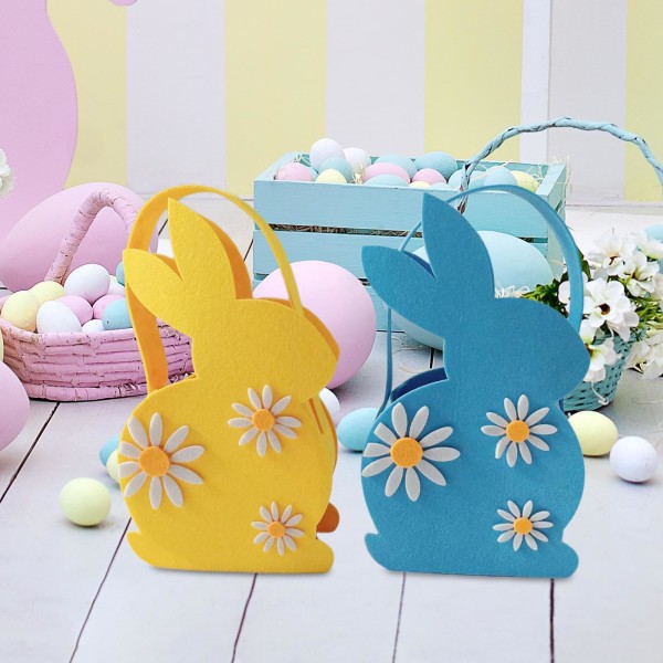 2x Easter Bunny Basket Tote Bag Holdbar Sød Multipurpose Easter Rabbit Bag Party Favor Basket til ferieægjagtspil