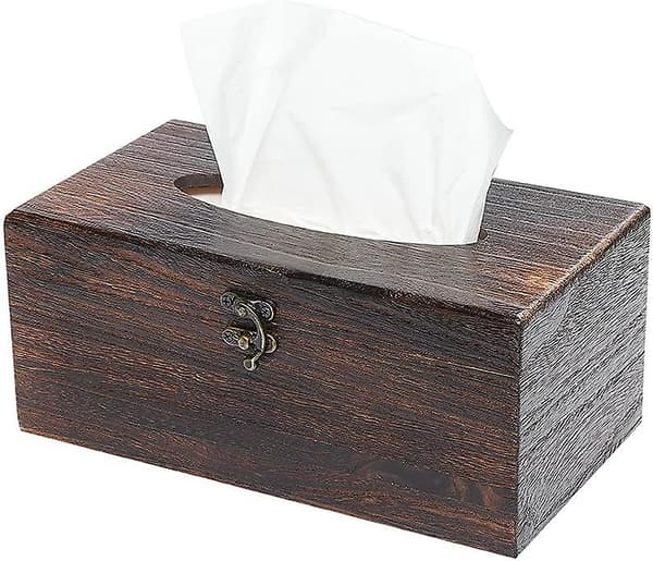 Rektangulær Tissue Box Cover Dekorativ Tre Ansiktsvevholder