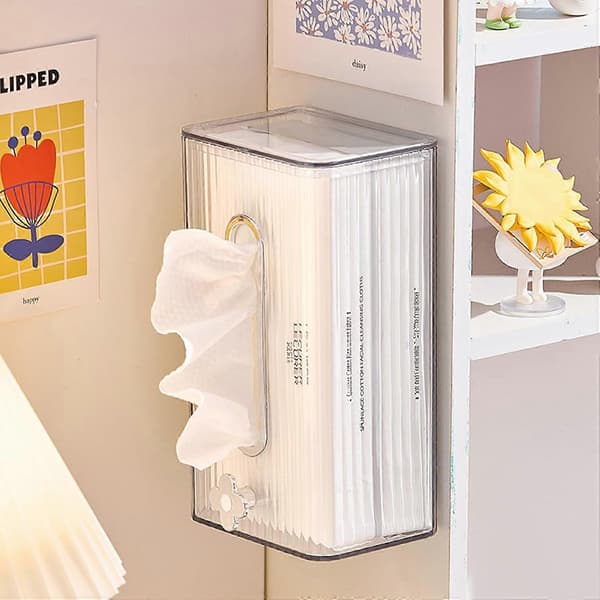 Väggmonterad Tissue Box Hållare, Skadefri Självhäftande, Klar Tissue Box