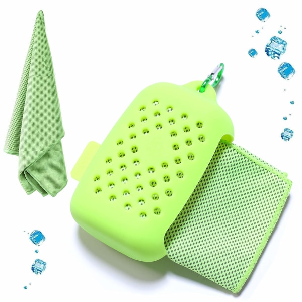 Kølehåndklæde, 100x30 cm ishåndklæde til hals, blødt åndbart køligt håndklæde, hurtigtørrende fitnesshåndklæde til øjeblikkelig lindring, forbliv kølig grøn green