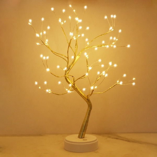 LED-trelys, bonsai-trelys, varmhvit, justerbare grener, 108 LED-trelampe, dekorativt tre, USB/batteridrevet