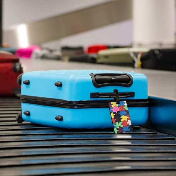 6 stk. vanntette bagasjelapper med stilfull grafikk for reise