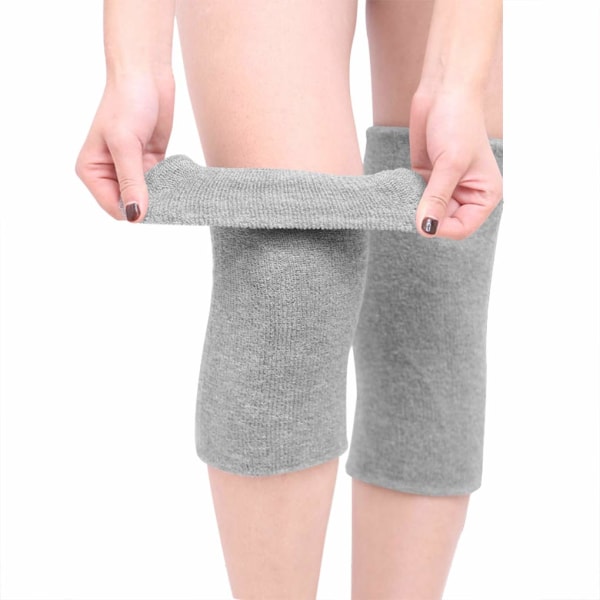 Knævarmere til kvinder Mænd Skridsikre vintervarme knæbeskyttere Elastiske knæbeskyttere Dobbeltlags benvarmere knævarmere termisk knæ grey