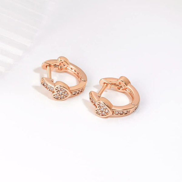 Øredobber for kvinner Huggie Hoop Øredobber 14K gullbelagt gaver til kvinner Red gold
