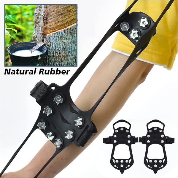 Crampons ispigger for sko og støvler, sklisikre ispigger, trekkraftpigger med 11 stålpigger for vintergåing, klatring, fotturer, isfiske M M