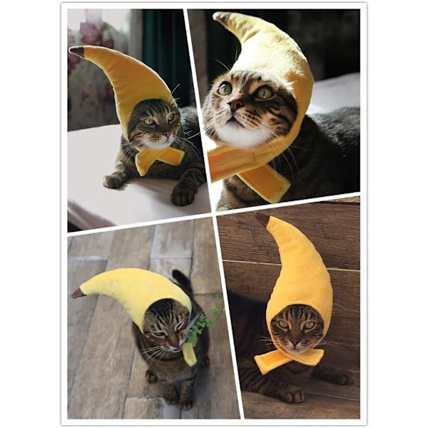 Halloween-Bananhatt för Husdjur - Mjukt, Lätt Plyschmaterial, Justerbar Storlek för Katter & Små Hundar, Gul