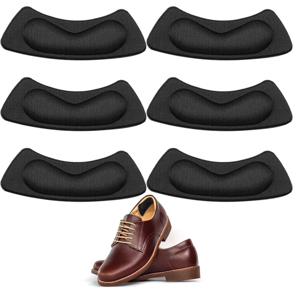 6 kappaletta kantapäätyynyn sisäosat mustat kantapäät tyynyt kengänpehmusteet löysälle kengille Itsekiinnittyvä kantapää urheilutyyny liukastumista estävät jalkakenkien pohjalliset Black 6pc