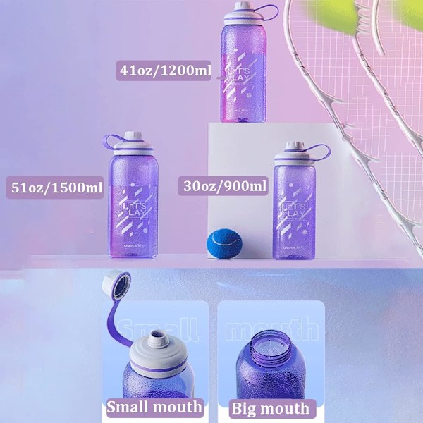 Resväska 51oz/1000ml Vattenflaskor Med Piplock Halv Gallon Vattenflaska Sport Vattenflaska Stor Vattenflaska Purple