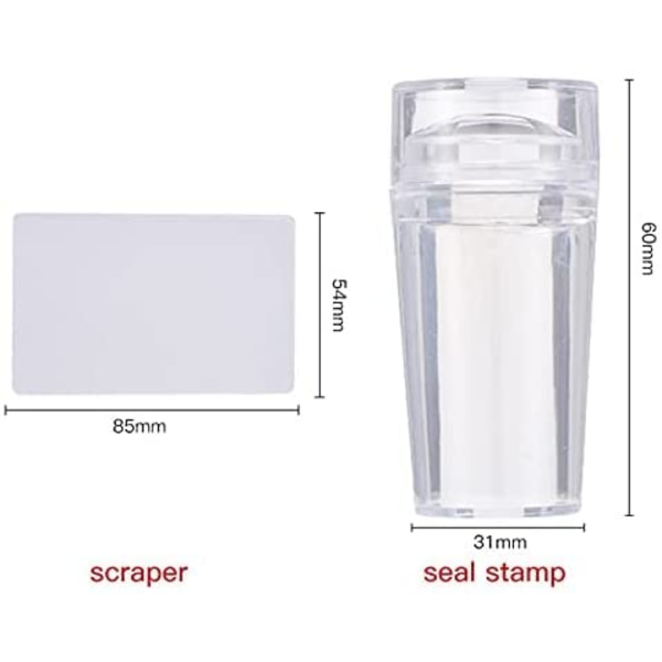 Neglekunstskraber-sæt Fransk Smile Line Værktøjer Klar Silikone Jelly Stempel med Skraber Transparent Blød Klar Stempel til Manicure Værktøjer