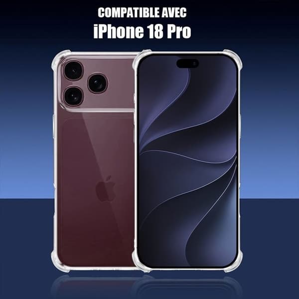 Fodral + 2 härdade glas för iPhone 18 Pro, TPU Stötsäker Reptålig Transparent Förstärkta hörn Transparent