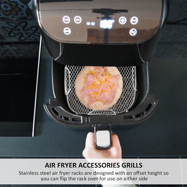 Air Fryer Galler, Grillgaller, Rostfritt Stål, Dehydratorgaller, Multifunktionellt Matlagningsgaller, Toastgaller, Air Fryer Tillbehör, Stabilt Kvadratgaller