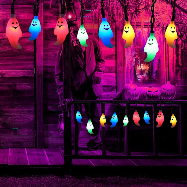Lyslenke, 40 LED flerfarget spøkelseslys batteridrevet, 6m 3D plast spøkelsesfe lys for jul festival fest innendørs dekor