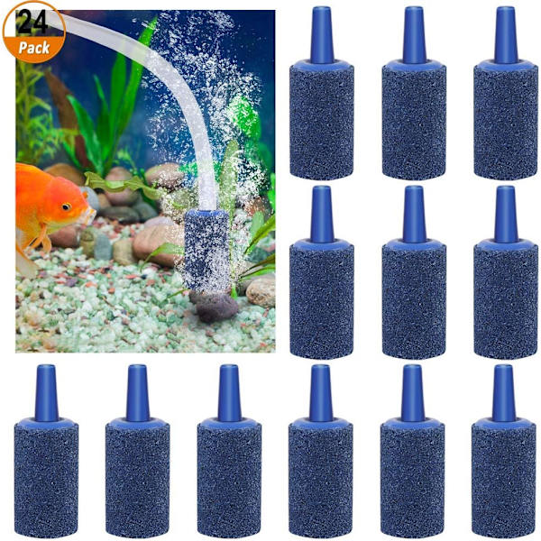 24 stk. blå luftsten cylinder akvarium luftboble sten, til akvarium ilt fiske tank, 25 * 15mm