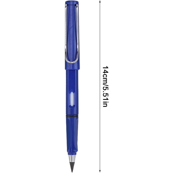 Blyanter, bærbar evigvarende blyant, gjenbrukbar slettbar, metallblekkfri skrivekulepenn, utskiftbar grafittstift, for studenter Blue