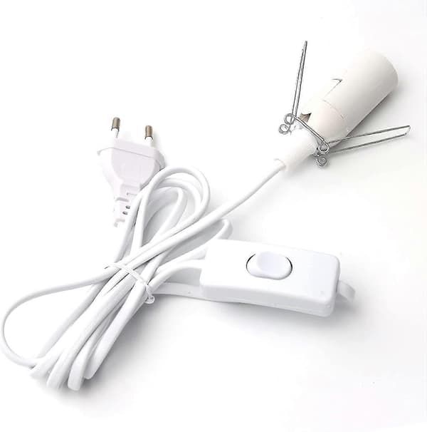 Ny kabel for saltlampe med bryter 2024 - E14-1,8 m - Saltlampebase, hvit