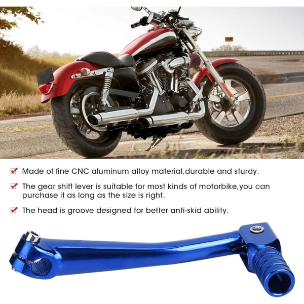 Motorsykkel CNC Aluminium Folding Girskift Spak Dirt Bike Pit Bikes Gir Spak ATV Dirt Pit Bikes Deler Shifter Universal 150x65mm(Blå) Blue