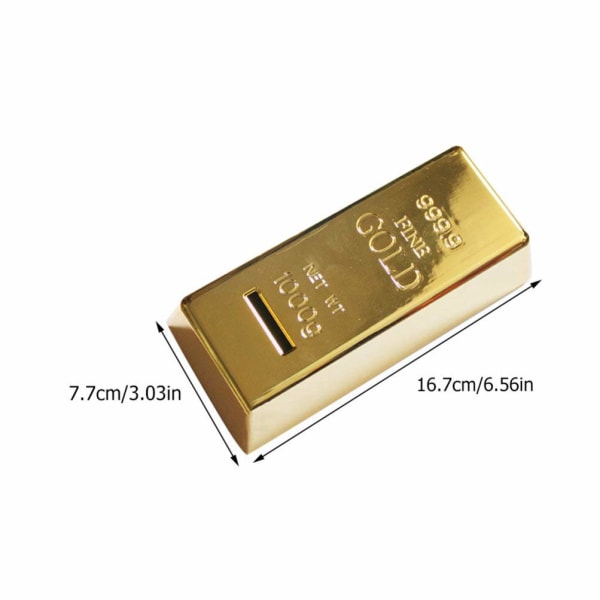 Gold Bullion Bar Piggy Bank Mynt Bank Spara Penning Box Paperweigh Simulering Plast Gyllene Heminredning Födelsedagspresent