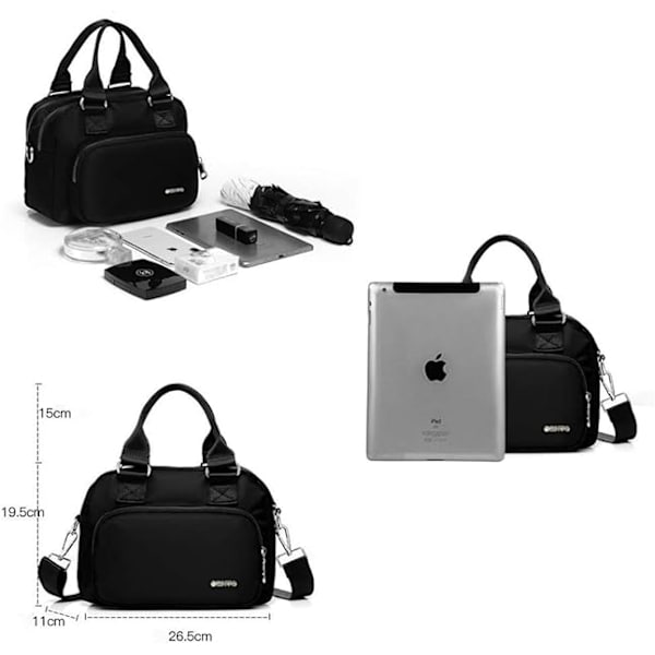 Axelväskor för kvinnor, vattentäta multificka plånböcker och crossbody-väskor, högdensitets nylon Oxford multifunktionell lätt tote väska（ grå） Gray